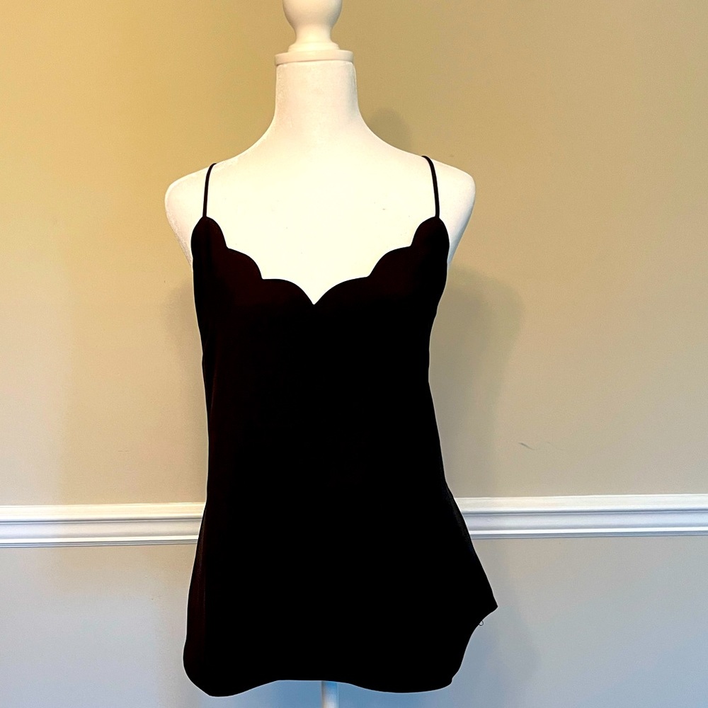 Black J.Crew Scalloped Neck Tank Top
